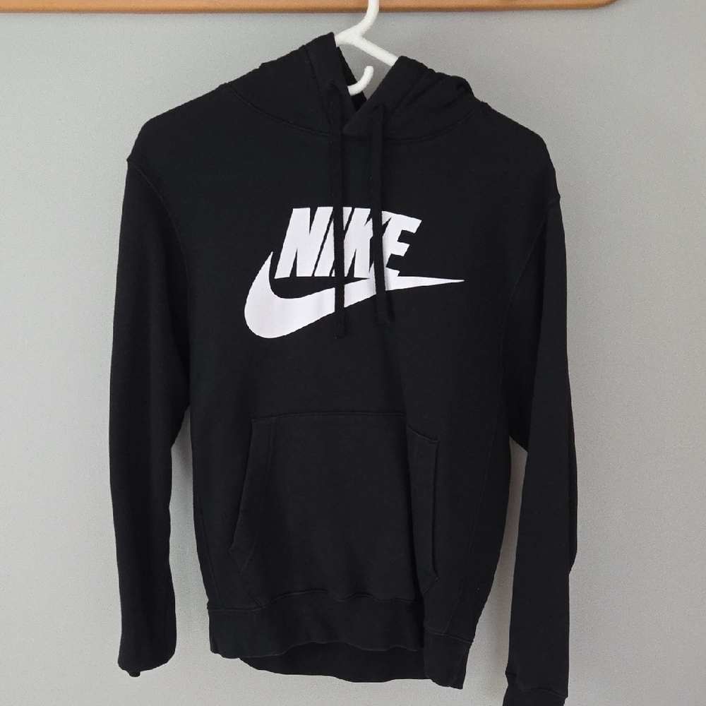 Nike Men's Black and White Logo Hoodie